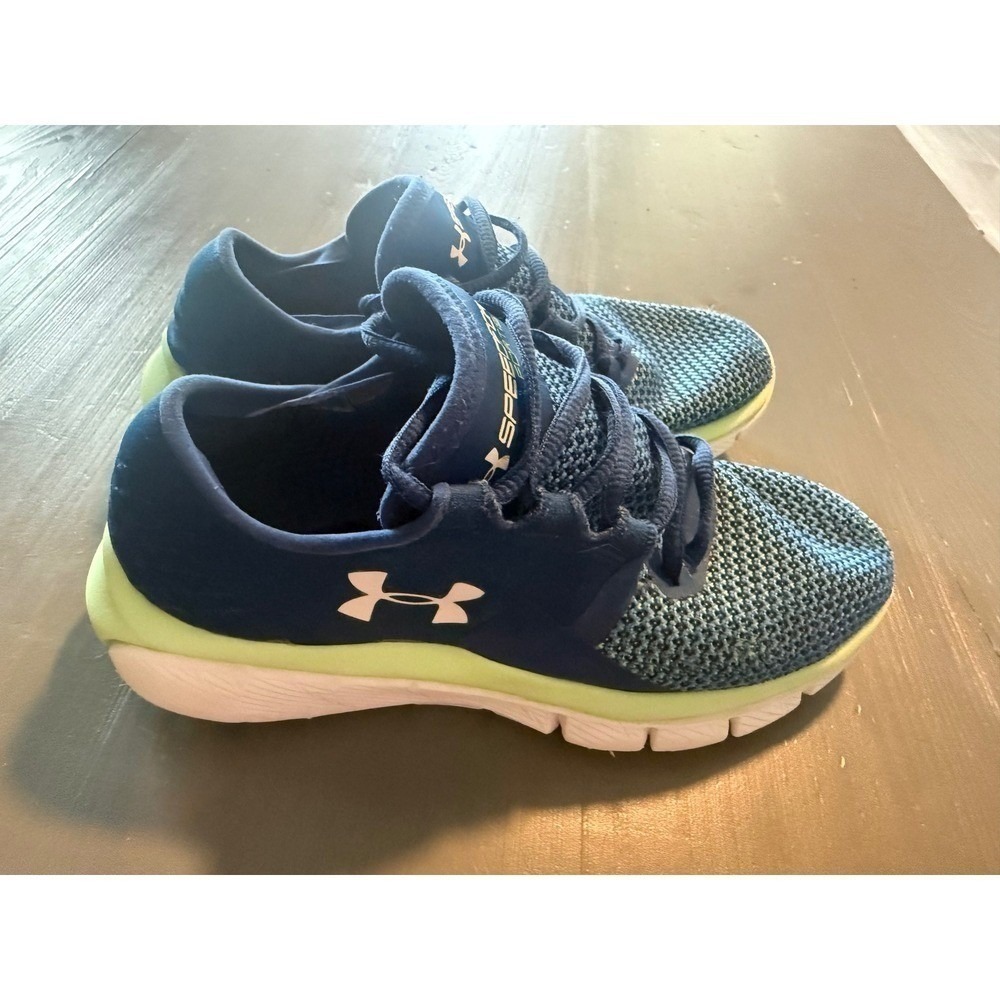Under Armour Speedform Running Shoes Kids Blue Lime Green Size 6.5 Youth - Picture 4 of 9
